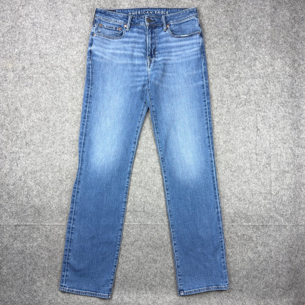 American Eagle Jeans Mens 30x34 Blue Relaxed Straight Airflex Stretch Denim